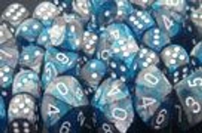 Gemini™ 16mm d6 Steel-Teals/white Dice Blocks™ (12 Dice)