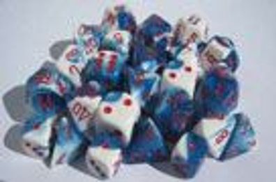 Gemini™ Astral Blue-White w/red Polyhedral 7-die Set