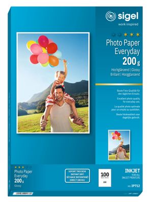 SIGEL IP712 Inkjet Fotopapier - A4 - 100 Blatt - hochglänzend - weiß - 200 g/m²