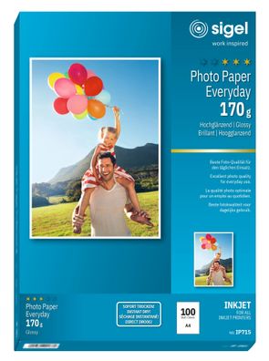 SIGEL IP715 Inkjet Fotopapier - A4 - 100 Blatt - hochglänzend - weiß - 170 g/m²