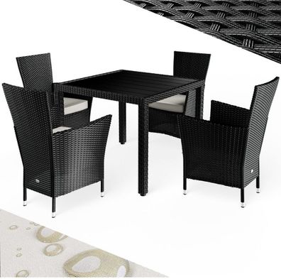 Sitzgruppe Polyrattan + WPC Riga 4 + 1 Set 9tlg schwarz