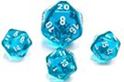 Translucent Mini-Polyhedral Teal/white 7-Die Set 