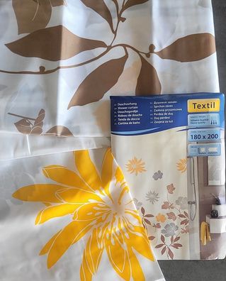 Duschvorhang Alice, 180x200cm, Taupe. Floristik-Design. Reduziert von UVP