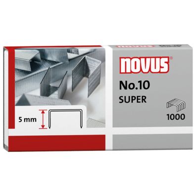 Novus Heftklammern No.10 SUPER 1.000 Stück, Schenkellänge 5 mm