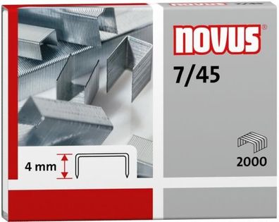 Novus Heftklammern 7/45 2.000 Stück, Schenkellänge 4 mm