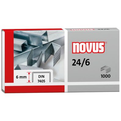 Novus Heftklammern 24/6 DIN 1.000 Stück, Schenkellänge 6 mm