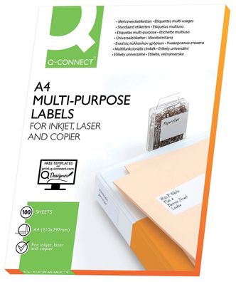 Q-Connect® KF00190 Inkjet+Laser+Kopier-Etiketten - 48,5 x 25,4 mm, weiß, 4000 Stück