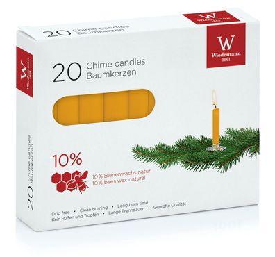 Wiedemann 112005.002 Christbaumkerze - natur 10% Bienenwachs, 20 Stück