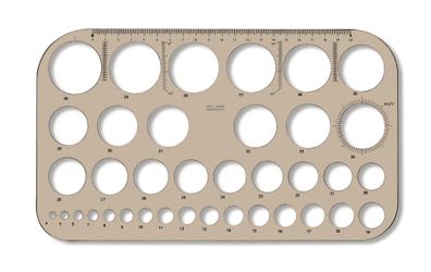 KOH Schablone - Lochkreis 4-40 mm 20cm Lineal - rauchfarbig
