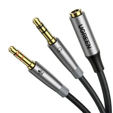 Ugreen 3,5 mm Klinke Audio Splitter, Weiblich auf 2x Maennlich, Mikrofon & Kopfhoe
