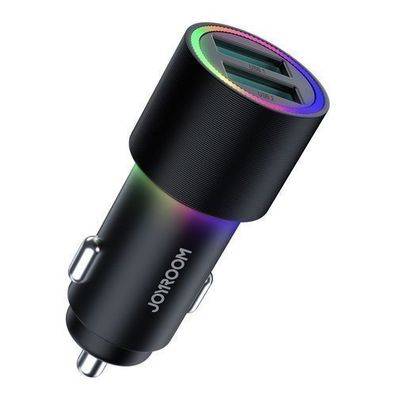 Joyroom 24W Dual USB Auto-Ladegeraet mit LED-Beleuchtung in Schwarz (Modell: JR-C
