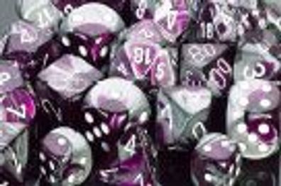 Gemini 16mm d6 Purple-steel w/white Dice Block (12 dice)