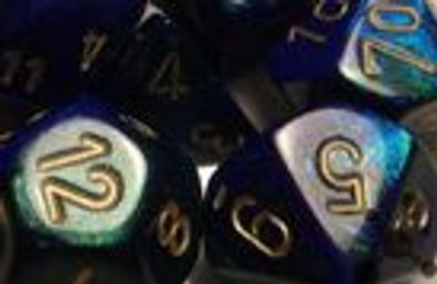 Gemini™ 16mm d6 Blue-Green w/gold Dice Block™ (12 dice)