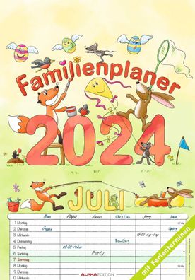 AlphaEdition 103479 Familienplaner Cartoon - 23,7 x 34 cm, 6 Spalten