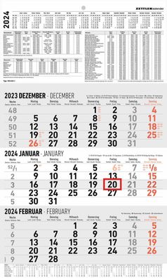 AlphaEdition 602371 3-Monats-Wandkalender - 30 x 48,7 cm