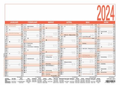 Zettler 602413 Tafelkalender - A4 quer, 6 Monate / 1 Seite, Karton