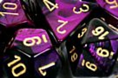 Gemini™ 16mm d6 Black-Purple/gold Dice Block (12 dice)