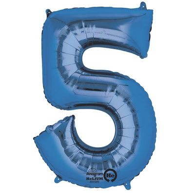 amscan® 9907284 Folienballon XXL Zahl 5 - blau