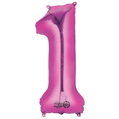 amscan® 9907277 Folienballon Zahl 1 - rosa