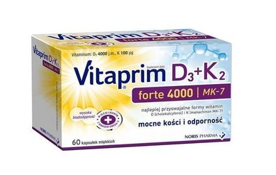 Vitaprim Hochdosiert D3 Forte 4000 + K2, 60 Kapseln