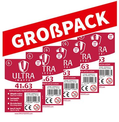 Shield Ultra Matte 6 - (100er Großpack) 100 Super Sleeves für Kartengröße 41 x 63
