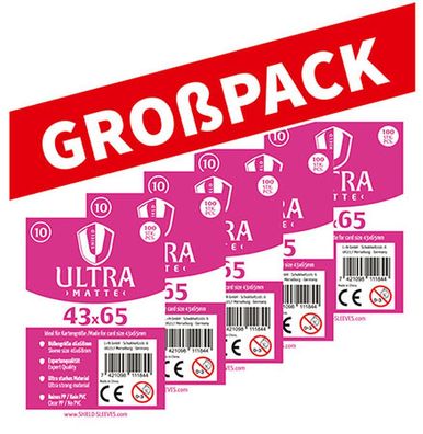 Shield Ultra Matte 10 - (100er Großpack) 100 Super Sleeves für Kartengröße 43 x 6