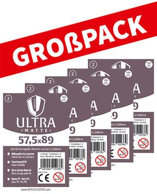 Shield Ultra Matte 2 - (100er Großpack) 100 Super Sleeves für Kartengröße 57,5 x
