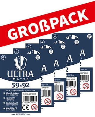 Shield Ultra Matte 4 - (100er Großpack) 100 Super Sleeves für Kartengröße 59 x 92