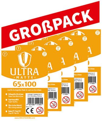 Shield Ultra Matte 7 - (100er Großpack) 100 Super Sleeves für Kartengröße 65 x 10