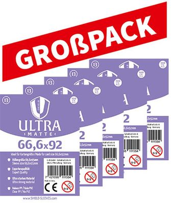 Shield Ultra Matte 13 - (100er Großpack) 100 Super Sleeves für Kartengröße 66,6 x