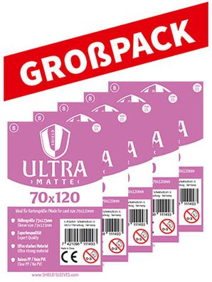 Shield Ultra Matte 8 - (100er Großpack) 100 Super Sleeves für Kartengröße 70 x 12