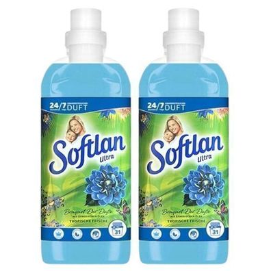 Softlan Weichspüler Tropische Frische, 2x650 ml - Duft von exotischen Früchten