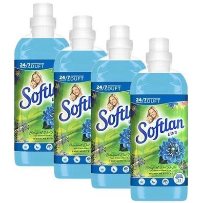 Softlan Weichspüler Tropische Frische 4x650 ml - Duft von exotischen Früchten