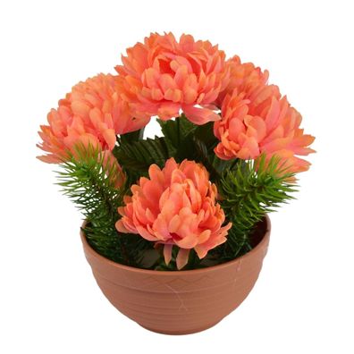 Herbstschale mit orangefarbenen Chrysanthemen 22 x 19 cm