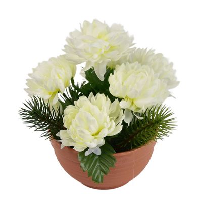 Herbstschale mit cremefarbenen Chrysanthemen 22 x 19 cm