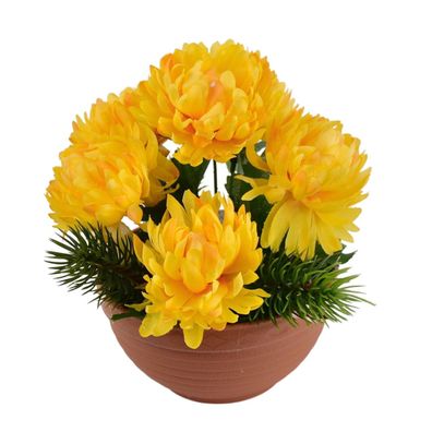 Herbstschale mit gelben Chrysanthemen 22 x 19 cm