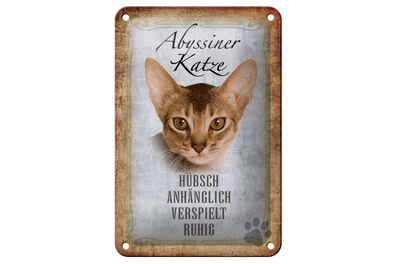 Blechschild 18 x 12 cm Abyssiner Katze hübsch verspielt