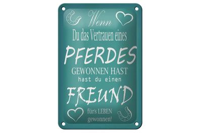 Blechschild 18 x 12 cm Pferd: Wenn du das Vertrauen eines Pferd gewonnen hast