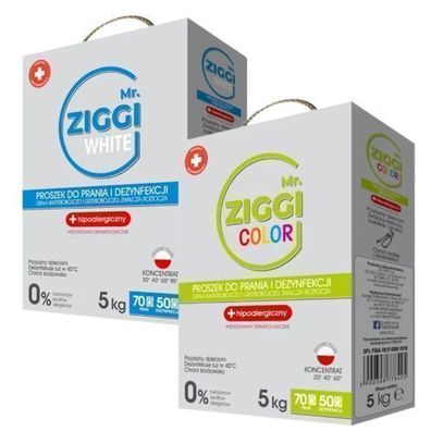 Mr. Ziggi Hypoallergener Waschpulver für Weiß und Farbe, 2x70 Wäschen
