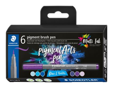 STAEDTLER® 371 C6-2 pigment brush pen Blues&Violets 6ST