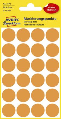 10x Avery Zweckform® 3173 Markierungspunkte Ø 18 mm 4 Blatt/96 Etiketten leuchtorange