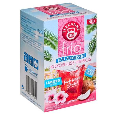 5x Teekanne 7771 frio Kokosnuss-Hibiskus Tee 18 Beutel à 2,5 g