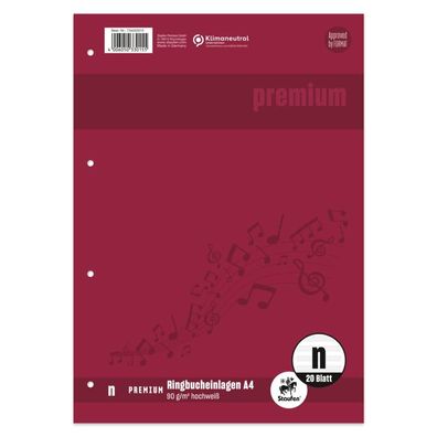 10x Staufen® 734033015 Ringbucheinlage Premium Notenlineatur - A4, 90 g/qm, 20 Blatt
