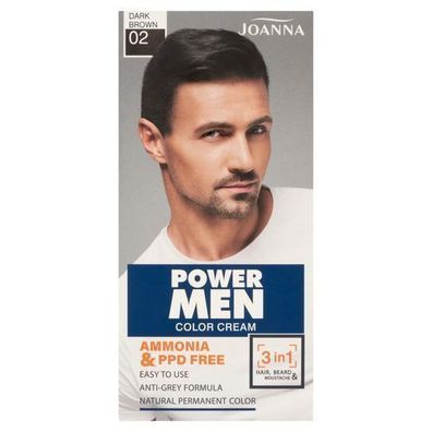 Joanna Power Men 3in1 Bart- und Schnurrbartfarbe Dunkelbraun 30g