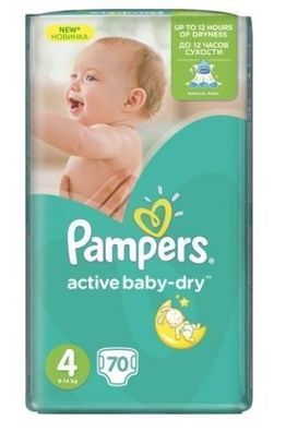 Pampers Active Baby Windeln Groesse 4, 9-14kg, 70 Stueck