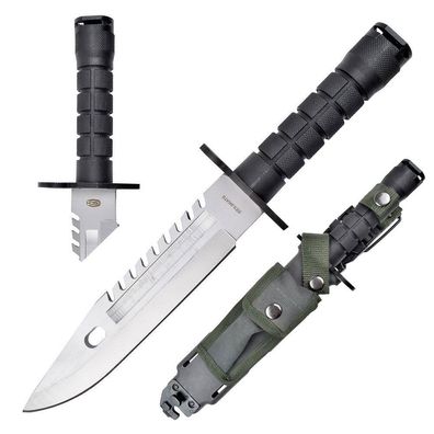 Überlebensmesser mit Tasche und Gürtelbefestigung