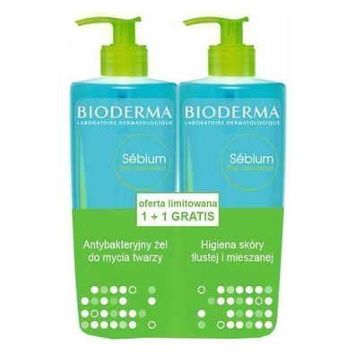 Bioderma Sebium Reinigungsduo fuer fettige und Mischhaut, antibakteriell, 2x500ml