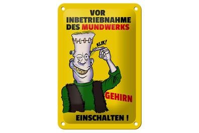 Blechschild 18 x 12 cm Vor Inbetriebnahme des Mundwerks