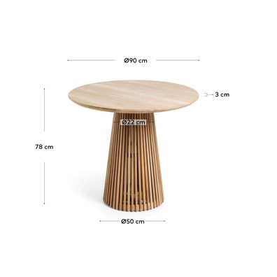 Tisch Jeanette 90 x 90 x 78 cm Mindiholz Natur Garten Balkon Terrasse