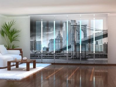 Fotogardine 1-6 tlg. "Brooklyn Bridge schwarz-weiss" Schiebegardine, Flächenvorhang